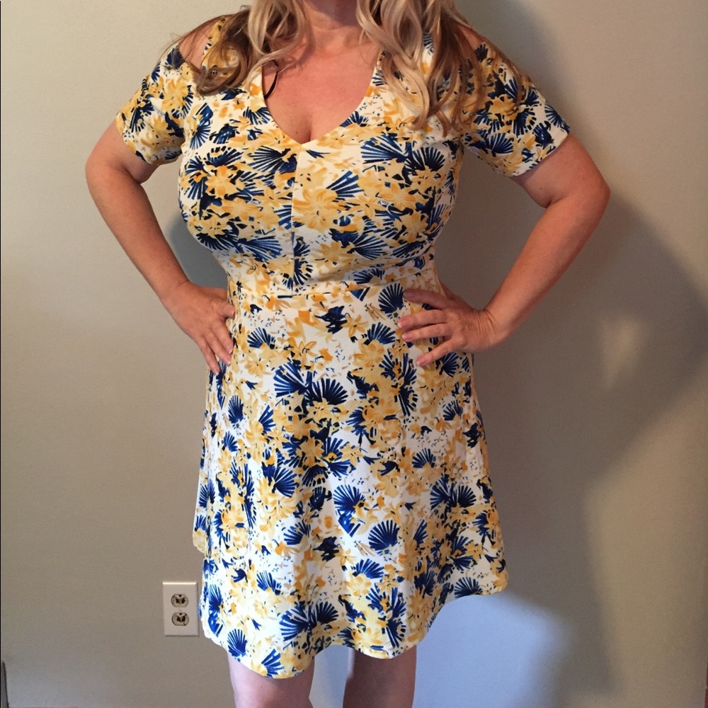 Floral cold shoulder skater dress